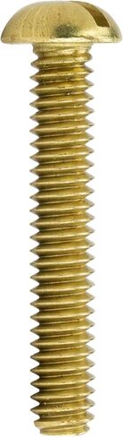 3/8-16 x 3/4" Round Head Machine Screws, Slotted Drive, Solid Brass Grade 360, Full Thread, Plain Finish, Machine Thread, Quantity 10 in Kuwait