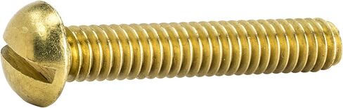 3/8-16 x 3/4" Round Head Machine Screws, Slotted Drive, Solid Brass Grade 360, Full Thread, Plain Finish, Machine Thread, Quantity 10 in Kuwait