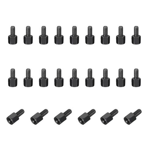 PATIKIL 24pcs M3x6mm+6mm ذكر أنثى سداسي المواجهة، الكربون الصلب PCB اللوحة الأم فاصل مواجهات لحالات الكمبيوتر لوحات الدوائر FPV الطائرة بدون طيار كوادكوبتر، أسود in Kuwait