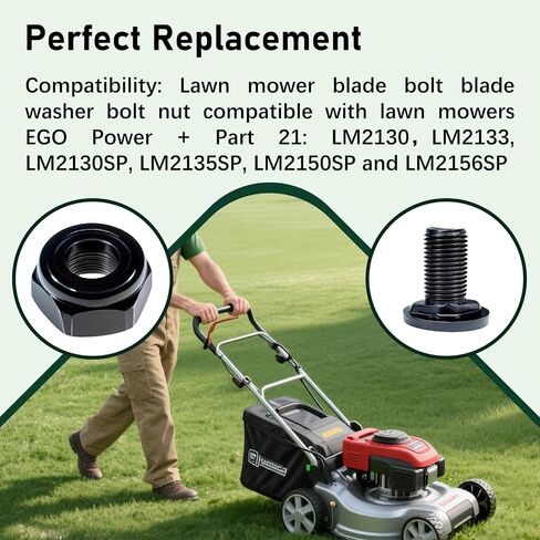 5640321002 متوافق مع مجموعة صامولة قفل شفرة جزازة العشب من إيجو | متوافق مع EGO LM2130، LM2133، LM2130SP، LM2135SP، LM2156SP - مجموعة مسامير وصواميل الشفرة الفولاذية البديلة (3 عبوات) in Kuwait