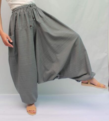 بنطال Wynnthaishop'100% قطن فضفاض بوهو علاء الدين يوجا (L-XXL للخصر من 34 بوصة إلى 48 بوصة رمادي) in Kuwait