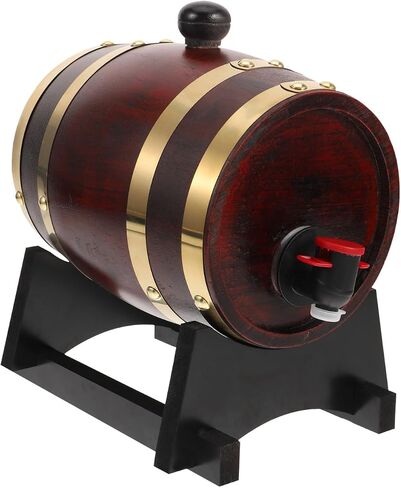 iplusmile 3L Wooden Wine Barrel for Aging and Display Oak Wood Beverage Dispenser for Bars and Parties Decorative Red Wine Barrel with Lid in Kuwait
