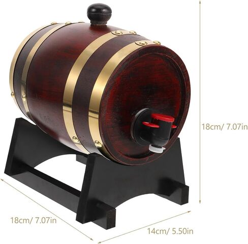 iplusmile 3L Wooden Wine Barrel for Aging and Display Oak Wood Beverage Dispenser for Bars and Parties Decorative Red Wine Barrel with Lid in Kuwait