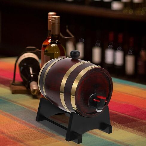 iplusmile 3L Wooden Wine Barrel for Aging and Display Oak Wood Beverage Dispenser for Bars and Parties Decorative Red Wine Barrel with Lid in Kuwait