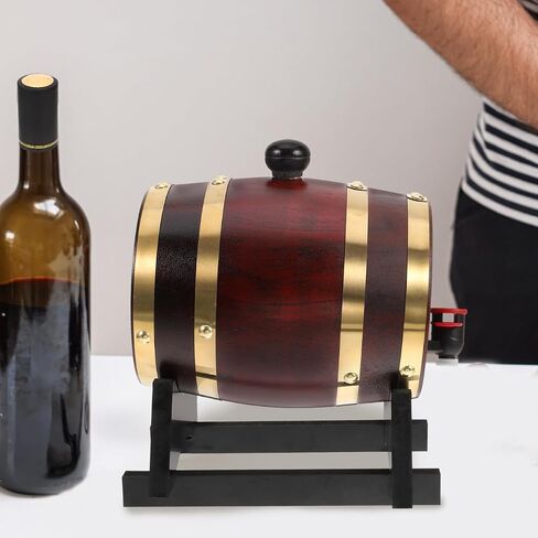 iplusmile 3L Wooden Wine Barrel for Aging and Display Oak Wood Beverage Dispenser for Bars and Parties Decorative Red Wine Barrel with Lid in Kuwait