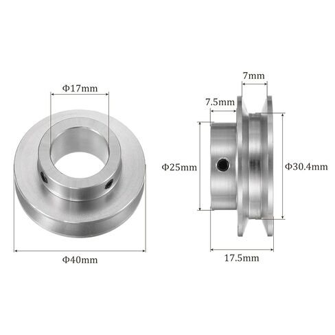 V-Belt Pulley - [17mmBore x 40mmOutside Dia] Aluminum Alloy V-Groove Drive Pulley for 6mm PU Round Belt for Many Existing Drive Design in Kuwait