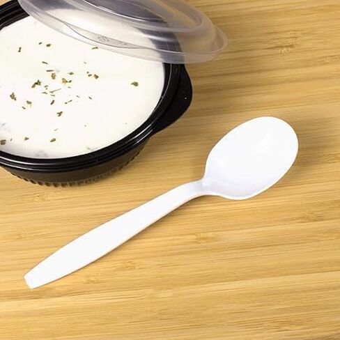 Heavy Weight Plastic Spoons, White Disposable Polystyrene Cutlery, 5.4 Inch Bulk Pack of 1000, Durable Single Use Spoons for Restaurants, Catering, Takeout, Cafeterias, Parties & Food Service in Kuwait