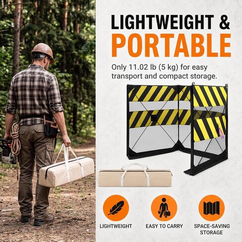 3 Panels Foldable Safety Barricade, 10.5 ft Debris Containment Barrier for Tree Cutting, Stump Grinding & Construction Work, Fiberglass Frame Mesh Fence for Work Zone Safety, Crowd Control in Kuwait