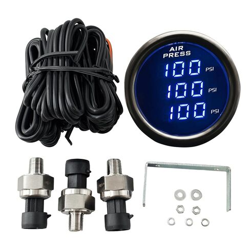 مجموعة أدوات قياس ضغط الهواء ذات ثلاثة شاشات LCD لأنظمة تعليق الركوب الهوائي | مقياس كيس الهواء الرقمي ثلاثي القنوات، قراءات مستقلة لكل زنبرك مع شاشة عرض شريطية، إنذار <0.4 ميجا باسكال، رؤية في ظل الشمس in Kuwait