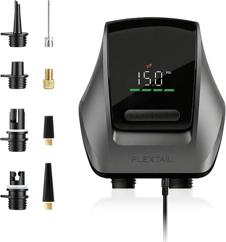 مضخة لوح التجديف الكهربائية FLEXTAILGEAR، مضخة SUP محمولة 20 رطل لكل بوصة 12 فولت تيار مستمر مع إيقاف تلقائي، مضخة هواء لألواح التجديف الوقوف، قوارب الكاياك، القوارب، مراتب الهواء، وسادات النوم وغيرها من المواد القابلة للنفخ in Kuwait