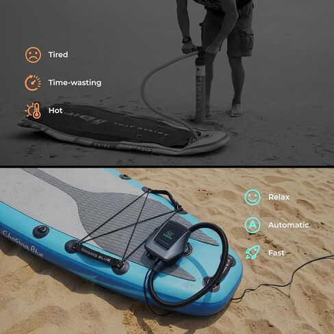 مضخة لوح التجديف الكهربائية FLEXTAILGEAR، مضخة SUP محمولة 20 رطل لكل بوصة 12 فولت تيار مستمر مع إيقاف تلقائي، مضخة هواء لألواح التجديف الوقوف، قوارب الكاياك، القوارب، مراتب الهواء، وسادات النوم وغيرها من المواد القابلة للنفخ in Kuwait