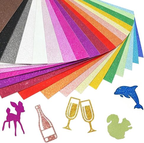 40 ورقة 20 ألوان بريق بطاقة ， A5 Craft Art Glitter Paper ، طباعة البطاقات ، مستلزمات سجلات المشروع DIY in Kuwait