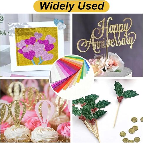 40 ورقة 20 ألوان بريق بطاقة ， A5 Craft Art Glitter Paper ، طباعة البطاقات ، مستلزمات سجلات المشروع DIY in Kuwait