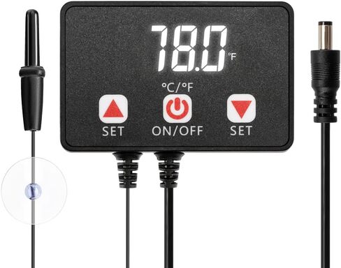 DaToo Aquarium Fan Temperature Controller Fish Tank Cooler Controller with Temperature Control(68-86 °F) Auto Start/Stop Measure Aquarium Temperature Suitable for 12V DC Plug-in Fans in Kuwait
