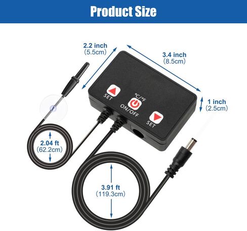 DaToo Aquarium Fan Temperature Controller Fish Tank Cooler Controller with Temperature Control(68-86 °F) Auto Start/Stop Measure Aquarium Temperature Suitable for 12V DC Plug-in Fans in Kuwait