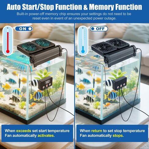 DaToo Aquarium Fan Temperature Controller Fish Tank Cooler Controller with Temperature Control(68-86 °F) Auto Start/Stop Measure Aquarium Temperature Suitable for 12V DC Plug-in Fans in Kuwait