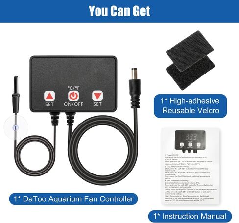 DaToo Aquarium Fan Temperature Controller Fish Tank Cooler Controller with Temperature Control(68-86 °F) Auto Start/Stop Measure Aquarium Temperature Suitable for 12V DC Plug-in Fans in Kuwait