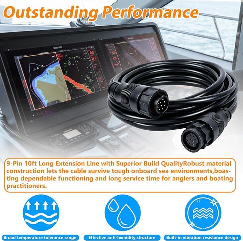3005.6907 كابل تمديد 9 دبوس 10 قدم | متوافق مع محول Lowrance LSS-1 LSS-2 StructureScan | قطعة بديلة 000-00099-006 | للسونار البحري ومكتشف الأسماك in Kuwait
