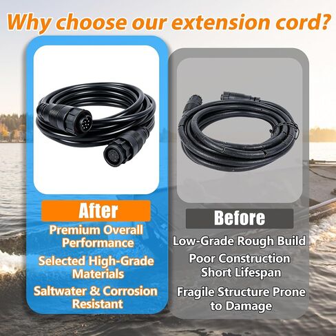 3005.6907 كابل تمديد 9 دبوس 10 قدم | متوافق مع محول Lowrance LSS-1 LSS-2 StructureScan | قطعة بديلة 000-00099-006 | للسونار البحري ومكتشف الأسماك in Kuwait