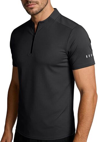 Oversized Workout Shirts for Men Short Sleeve Quarter Zip Athletic Shirt Lightweight Comfy Blouses Loose Fit Tops in Kuwait