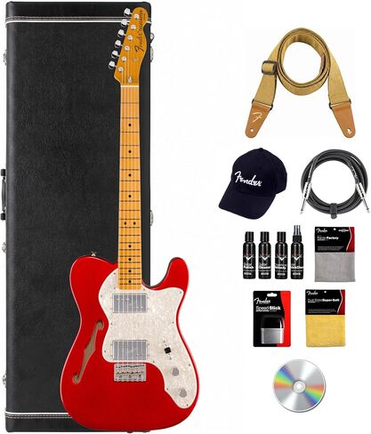 Fender American Vintage II 1972 Telecaster Thinline - Candy Apple Red Bundle with Hat, Strap, Instrument Cable, Guitar Cleaning Kit, and Austin Bazaar Instructional DVD in Saudi Arabia