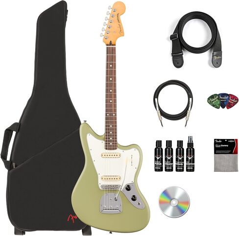 Fender Player II Jaguar - Birch Green Bundle with Gig Bag, Strap, Instrument Cable, Picks, Guitar Cleaning Kit, and Austin Bazaar Instructional DVD in Saudi Arabia