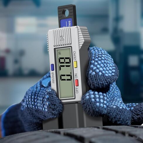 مقياس عمق مداس الإطار، مقياس رقمي للإطارات مع شاشة LCD كبيرة وتحويل بوصة/مم، مقاوم للرذاذ، إيقاف تلقائي، 1.04 بوصة/26.5 مم، مقياس عمق الإطار مناسب لجميع إطارات المركبات in Kuwait
