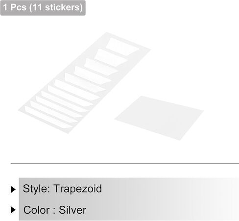 Generic Guitar Decals, Silver, Trapezoid Inlay Stickers, 11 Pcs, 15x6 cm/5.9x2.7 inch, For Music Guitar, Bass, Acoustic Guitar in Saudi Arabia