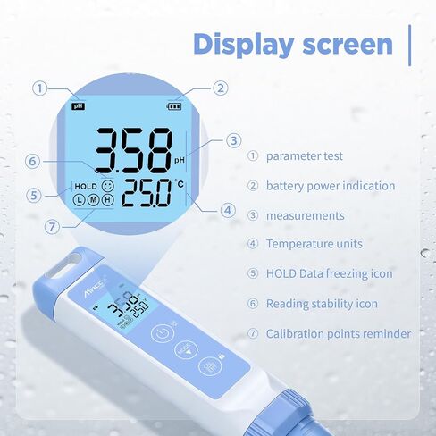 PH Water Tester Kit, Range(-2.0-16.00) PH Pen, ±0.01 pH Accuracy, PH Meter with LCD Display,POCT01-001 in Saudi Arabia