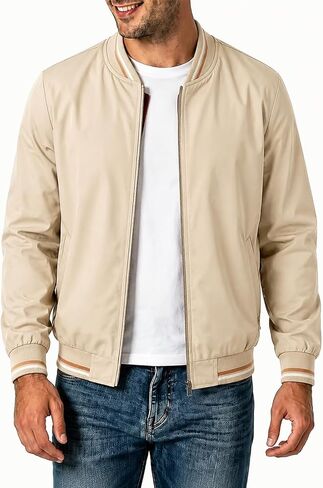 Men's Lightweight Bomber Jacket Spring Fall Casual Windbreaker Full-Zip Coat with Side Pockets in Kuwait
