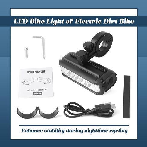 LED Bike Light Compatible with Tuttio Soleil01 Electric Dirt Bike, USB Rechargeable Bicycle Headlight for Night Riding, Daytime Running Lights with Mounting Bracket and Tools in Kuwait