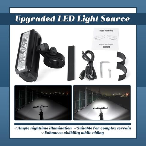 LED Bike Light Compatible with Tuttio Soleil01 Electric Dirt Bike, USB Rechargeable Bicycle Headlight for Night Riding, Daytime Running Lights with Mounting Bracket and Tools in Kuwait
