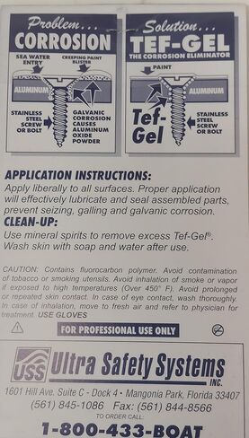 Ultra Tef-Gel TG-12 12 oz Anti-Corrosion & Anti-Seize Lubricant, Protection, Sailboat Rigging Hardware Protection, Free Application Kit Extra Brushes, Gloves in Kuwait