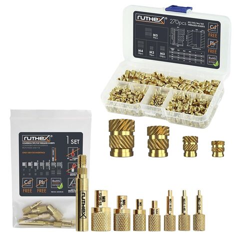 حزمة ruthex - صندوق تشكيلة M2 + M3 + M4 + M5 + أطراف لحام 7X من ruthex/نصائح إدراج مجموعة الحرارة للإدراج في الأجزاء البلاستيكية وأجزاء الطابعة ثلاثية الأبعاد in Kuwait