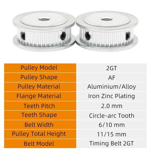 2GT40T42T Timing Pulley Bore Size 5-10m Circle-arc Tooth Pitch Width 6-10mm 1Pcs(40T (Bore 6.35 mm),Belt Width 10mm) in Kuwait