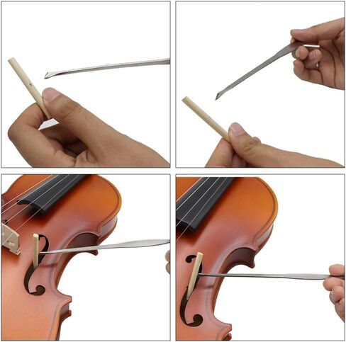 Stainless Steel Violin Sound Post Setter - S Style Violin Column Hook Rubber Gip Protector Durable Luthier Install Repair Tool with Bendable Design in Kuwait