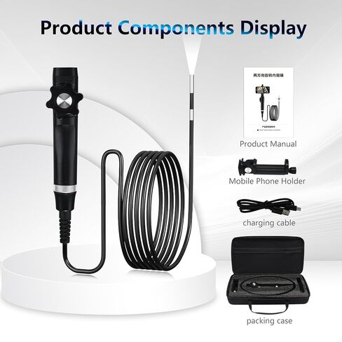 Two-Way Articulating Borescope Camera with Light, Endoscope Inspection Camera with 3.3FT Semi-Rigid Probe, IP67 Waterproof Inspection, Flexible Snake Scope for Home Repair, Automotive in Kuwait