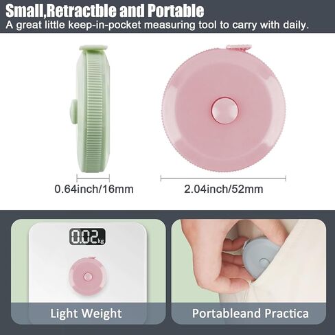 GDMINLO 3 Pack Tape Measure Measuring Tape for Body Craft Weight Loss Measurements Retractable 60-inch 1.5 Meter, Small Push Button Dual Sided Tape Measure Body Measuring in Kuwait
