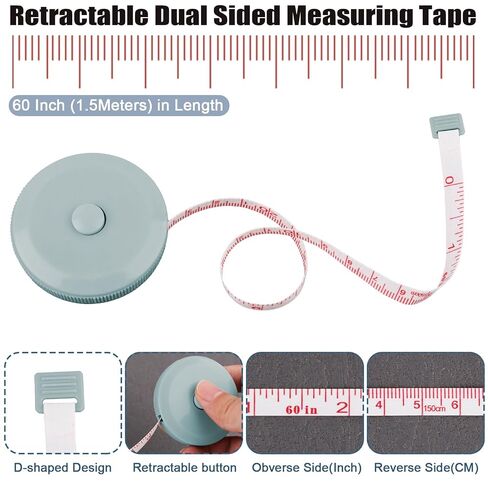 GDMINLO 3 Pack Tape Measure Measuring Tape for Body Craft Weight Loss Measurements Retractable 60-inch 1.5 Meter, Small Push Button Dual Sided Tape Measure Body Measuring in Kuwait