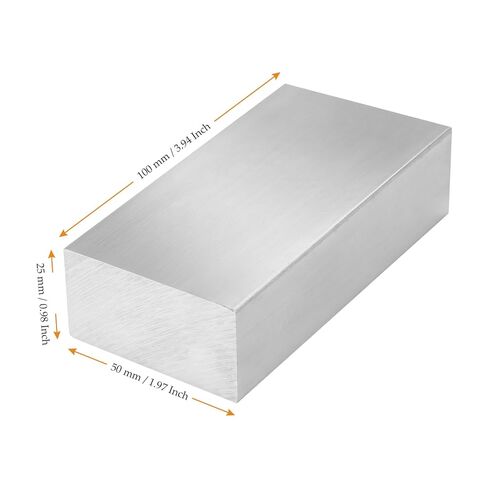 MUKCHAP 8 PCS 1 x 2 x 4 Inch 6061 Aluminum Flat Bar, 25 x 50 x 100mm Aluminum Metal Block Bar Stock for Crafting, Industry, Machining in Kuwait
