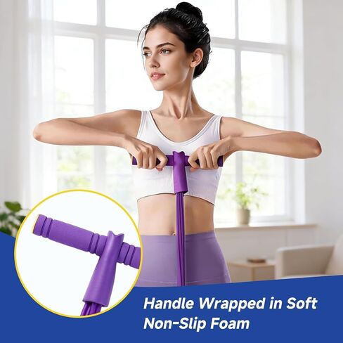 Pedal Resistance Bands with Handles, 6-Tube Multifunction Pedal Resistance Band, Natural Rubber Foot Pedal Resistance Bands for Waist, Arms, Abdomen, and Legs in Kuwait