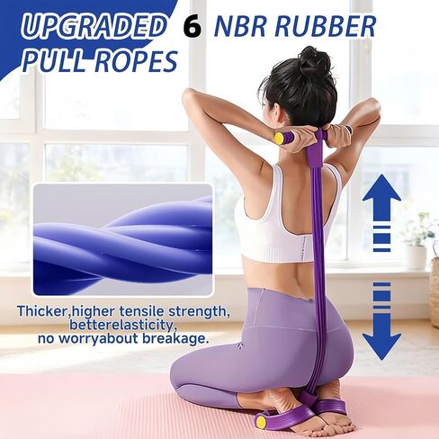 Pedal Resistance Bands with Handles, 6-Tube Multifunction Pedal Resistance Band, Natural Rubber Foot Pedal Resistance Bands for Waist, Arms, Abdomen, and Legs in Kuwait
