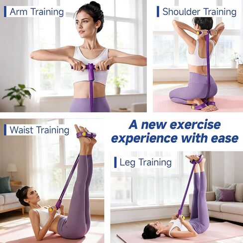 Pedal Resistance Bands with Handles, 6-Tube Multifunction Pedal Resistance Band, Natural Rubber Foot Pedal Resistance Bands for Waist, Arms, Abdomen, and Legs in Kuwait