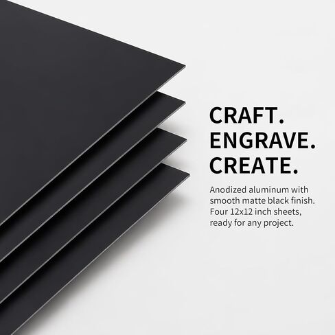 4 Pcs Anodized Aluminum Sheet, Black, 12 x 12 x 1/32 Inch, 0.8MM Thin Metal Plates for Crafting, DIY, Home Decoration in Kuwait