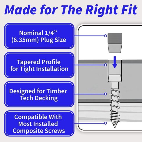 100 قابس للتزيين 1/4 بوصة سطح التوصيل الأصلي TimberTech Azek PVC - الجوز الإنجليزي العتيق in Kuwait