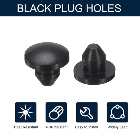 uxcell 10pcs Hole Plug 3/16 Inch (4mm) Button Plugs Fit for 3.5mm Hole, Snap in Locking Hole Tube Plug Silicone Tube Waterproof Plug Tube Plug, Black in Kuwait