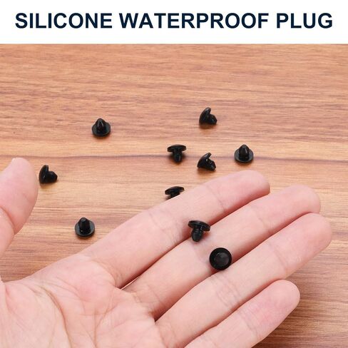 uxcell 10pcs Hole Plug 3/16 Inch (4mm) Button Plugs Fit for 3.5mm Hole, Snap in Locking Hole Tube Plug Silicone Tube Waterproof Plug Tube Plug, Black in Kuwait