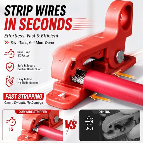 أداة تقشير الكابلات AMZCNC 12–4/0 AWG، أداة تعرية الأسلاك بعمق محدد مسبقًا، بدون تخمين، بدون تلف النحاس، أداة تجريد الأسلاك شديدة التحمل، قطع سريع التنظيف، أداة كهربائي in Kuwait
