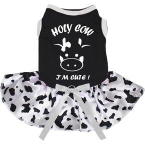 Petitebella Holy Cow I'm Cute Puppy Dog Dress (Pink/Cow, Large) in Kuwait