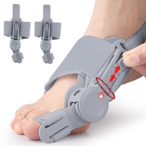 Bunion Corrector for Women & Men - Adjustable Nighttime Big Toe Straightener Bunions Splint with ABS Support for Hallux Valgus Relief Hammer Toe Brace Sleeping Home Use Left/Right Feet - 1PC Grey in Kuwait